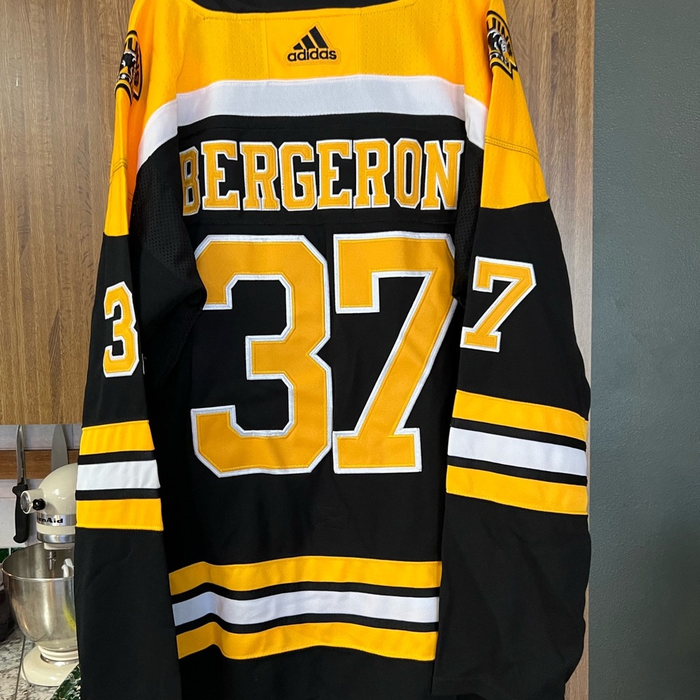 Official Addidas Climalite Patrice Bergeron Boston Bruins Captain Jersey